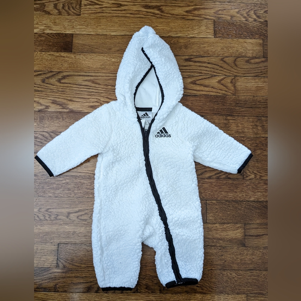 Adidas baby girl's long sleeve cozy fleece coverall size 3 months
